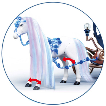 DUŻA KARETA DYNIA Z CHODZĄCYM KONIEM Chodzący KOŃ KAROCA + LALKA KSIĘŻNICZKA