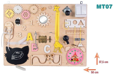 DREWNIANA TABLICA MANIPULACYJNA SENSORYCZNA MONTESSORI NATURALNA