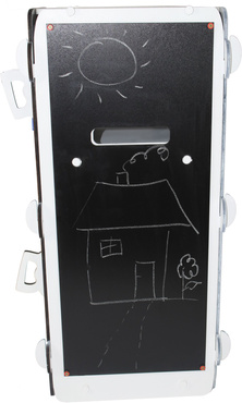 TABLICA KREDOWA MAGNETYCZNA DREWNIANA 4w1 LICZYDŁO ZEGAR Akcesoria SZARA