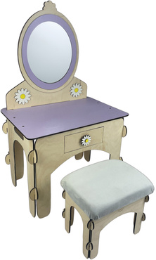 DREWNIANA TOALETKA  dla dziewczynki Z TABORETEM I AKCESORIAMI