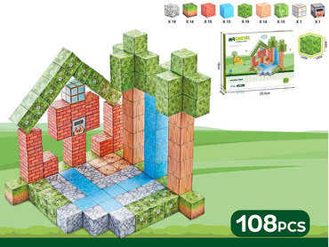 KLOCKI MAGNETYCZNE konstrukcyjne DLA DZIECI SZEŚCIANY PIKSELE KOSTKI 108el