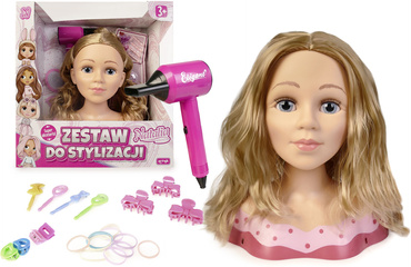 GŁOWA DO STYLIZACJI ZESTAW LALKA WŁOSY FRYZURY gumki spinki NATALIA