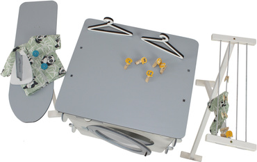 DUŻY DREWNIANY ZESTAW DO PRANIA DLA DZIECI PRALKA SUSZARKA DESKA AKCESORIA