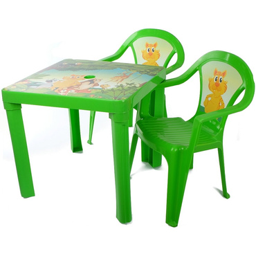 ZESTAW STOLIK + 2 KRZESŁA MEBELKI DLA DZIECI GREEN
