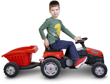 OGROMNY TRAKTOR NA PEDAŁY Z PRZYCZEPĄ XL 143cm CZERWONY
