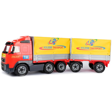 VOLVO DUŻA CIĘŻARÓWKA Z PLANDEKĄ I PRZYCZEPĄ 77cm