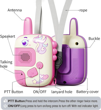 WALKIE TALKIE KRÓTKOFALÓWKI JEDNOROŻEC DLA 2 OSÓB ZASIĘG 500m