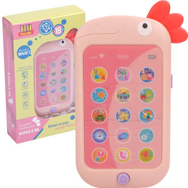 TELEFON KOGUCIK SMARTFON EDUKACYJNY MÓWI PL RÓŻOWY