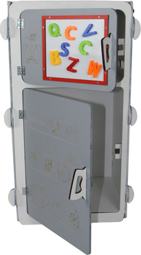 TABLICA KREDOWA MAGNETYCZNA DREWNIANA 4w1 LICZYDŁO ZEGAR Akcesoria SZARA