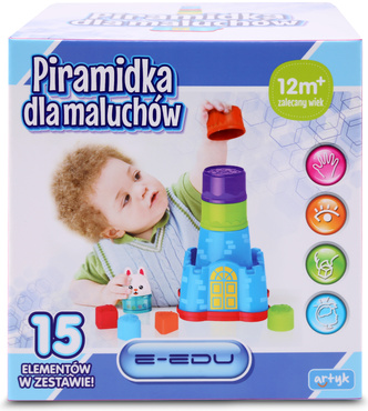 WYSOKA WIEŻA PIRAMIDKA DLA MALUCHÓW Sorter KUBECZKI 58cm ZAMEK KRÓLICZKA