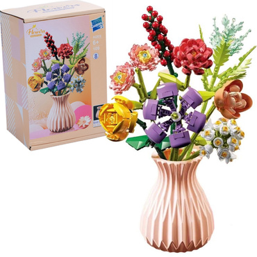 KLOCKI konstrukcyjne KWIATY ZESTAW BUKIET KWIATÓW W WAZONIE 724 elementów kwiatki