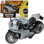 MOTOCYKL Z NAPĘDEM MOTOR Światło Dźwięk POJAZD ŚCIGACZ SZARY Z POMARAŃCZOWYM