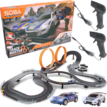 OGROMNY TOR SAMOCHODOWY LED Wyścigowy ELEKTRYCZNY 865cm PĘTLE 2 AUTA USB