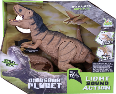 DUŻY DINOZAUR STEROWANY T-Rex CHODZI RYCZY ZIEJE PARĄ 46CM PILOT RC
