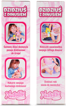 LALKA NATALIA DZIDZIUŚ Z DINUSIEM BUTELKA NOCNIK SIUSIA 33cm
