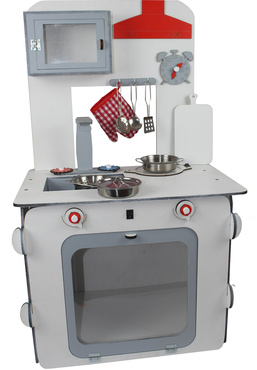 DUŻA DREWNIANA KUCHNIA DLA DZIECI DREWNIANA ŚWIATŁO ZESTAW NACZYŃ ZE STALI