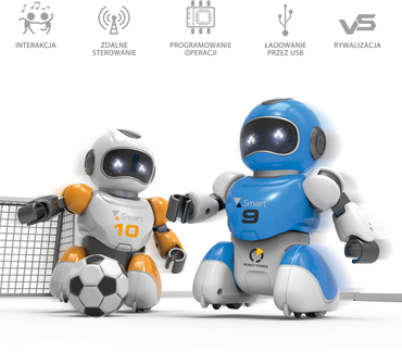 2 ROBOT ZDALNIE STEROWANE GRAJĄCE W PIŁKĘ CHODZĄCE PILOT KNABO FOOTBALL