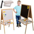 TABLICA KREDOWA MAGNETYCZNA DREWNIANA 4w1 LICZYDŁO ZEGAR Akcesoria