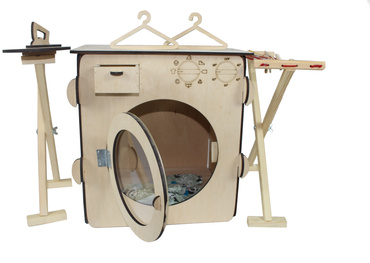 DUŻY DREWNIANY ZESTAW DO PRANIA DLA DZIECI PRALKA SUSZARKA DESKA AKCESORIA