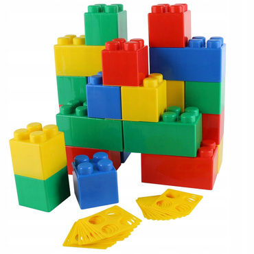 KLOCKI BUDOWLANE konstrukcyjne CEGŁY DUŻY ZESTAW GIGANT XXL 56 elementów