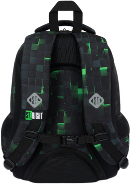 ST.RIGHT PLECAK SZKOLNY 3-KOMOROWY TORNISTER CZARNY BP-77 GREEN GAME