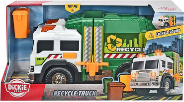 DICKIE TOYS ZIELONA ŚMIECIARKA Z KOSZEM Światło Dźwięk Auto