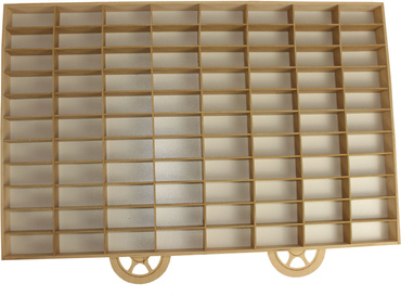 DUŻY DREWNIANY EKSPOZYTOR na autka resoraki PÓŁKA TRAKTOR 88 PRZEGRÓDEK