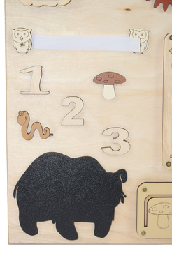 DUŻA DREWNIANA TABLICA MANIPULACYJNA LAS MONTESSORI NATURALNA