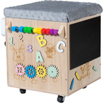 PUFA SKRZYNIA MANIPULACYJNA SENSORYCZNA schowek POJEMNIK Na Zabawki TABLICA