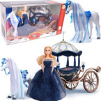 DUŻA KARETA DYNIA Z CHODZĄCYM KONIEM Chodzący KOŃ KAROCA + LALKA KSIĘŻNICZKA