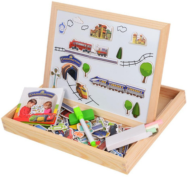 DREWNIANA TABLICA MAGNETYCZNA KREDOWA STACYJKOWO CHUGGINGTON