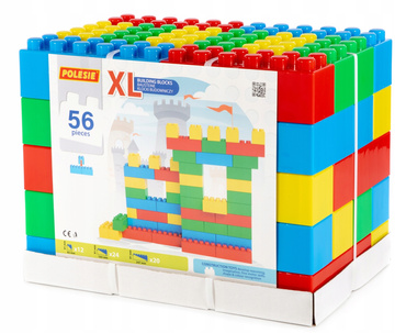 KLOCKI BUDOWLANE konstrukcyjne CEGŁY DUŻY ZESTAW GIGANT XXL 56 elementów