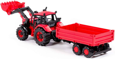 TRAKTOR Z PRZYCZEPKĄ BURTOWĄ ŁADOWARKA BELARUS POLESIE CZERWONY