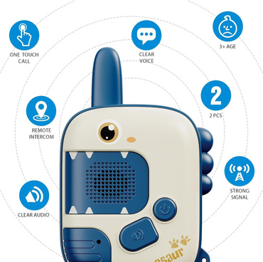 WALKIE TALKIE KRÓTKOFALÓWKI DINOZAUR DLA 2 OSÓB ZASIĘG 500m