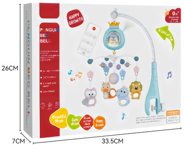 KARUZELA DO ŁÓŻECZKA 3w1 PROJEKTOR LAMPKA NOCNA PILOT NIEBIESKA