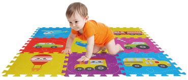 MATA PIANKOWA EVA 86x86 PUZZLE DYWAN POJAZDY 9el