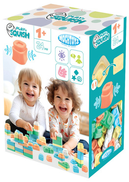 MIĘKKIE KLOCKI SENSORYCZNE ZESTAW 24el PLAY SQUISH MOCHTOYS polskie