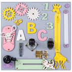 DREWNIANA TABLICA MANIPULACYJNA SENSORYCZNA MONTESSORI KOLOR