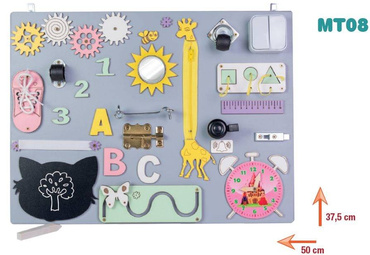 DREWNIANA TABLICA MANIPULACYJNA SENSORYCZNA MONTESSORI KOLOR