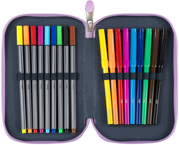 ST.RIGHT PIÓRNIK POTRÓJNY Z WYPOSAŻENIEM PC-05 motylki PINK BUTTERFLIES