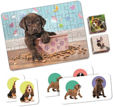 PUZZLE DOMINO MEMO KLOCKI 4w1 PIESKI Clementoni