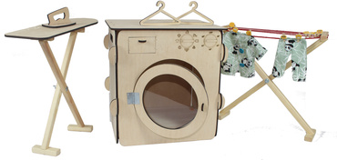 DUŻY DREWNIANY ZESTAW DO PRANIA DLA DZIECI PRALKA SUSZARKA DESKA AKCESORIA