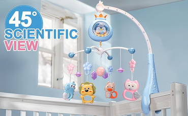 KARUZELA DO ŁÓŻECZKA 3w1 PROJEKTOR LAMPKA NOCNA PILOT NIEBIESKA