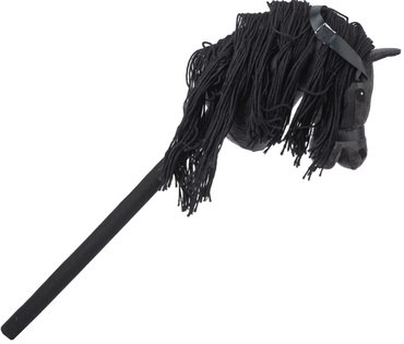KOŃ NA KIJU HOBBY HORSE GŁOWA KONIA PLUSZOWY KONIK DŹWIĘK CZARNY