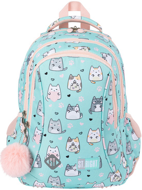 ST.RIGHT PLECAK SZKOLNY 3-KOMOROWY TORNISTER KLASA 1-3 KOTKI BP-26 CHARMING CATS