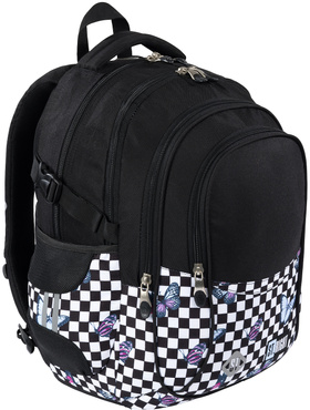PLECAK SZKOLNY TORNISTER SZACHOWNICA MOTYLKI 4-KOMOROWY ST.RIGHT BP-01 CHESSBOARD BUTTERFLIES