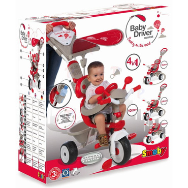 Smoby ROWEREK Trójkołowy 4w1 BABY DRIVER COMFORT Red