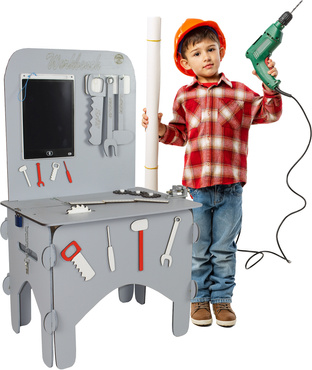 DUŻY DREWNIANY WARSZTAT MAJSTERKOWICZA ZNIKOPIS NARZĘDZIA ZESTAW