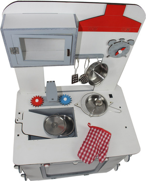 DUŻA DREWNIANA KUCHNIA DLA DZIECI DREWNIANA ŚWIATŁO ZESTAW NACZYŃ ZE STALI