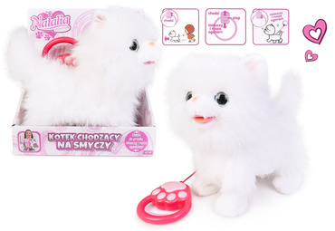 INTERAKTYWNY KOTEK CHODZĄCY NA SMYCZY chodzi miauczy BIAŁY KOT NATALIA